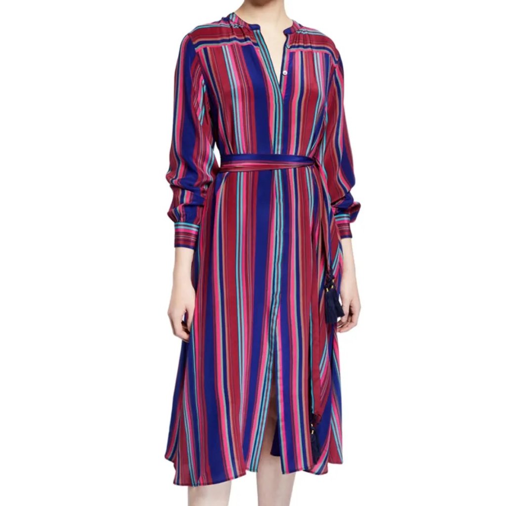 Figue Elena Long-Sleeve Multi-Striped Dress Size M Nwot